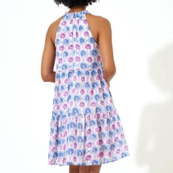 Oliphant Dress Sleeveless Tiered Mini Iris Blue - Picture 9 of 11